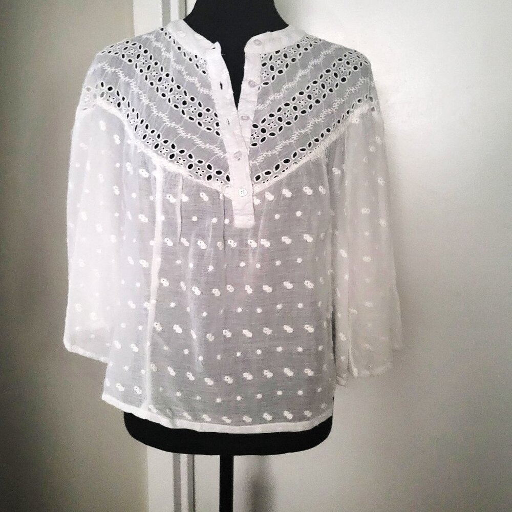 NWT! Calypso Eyelet Pullover/Babydoll Blouse - L